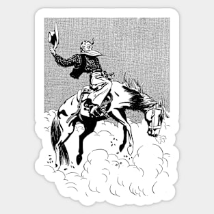 Rodeo Taming Horse Western Cowboy Retro Comic Sticker